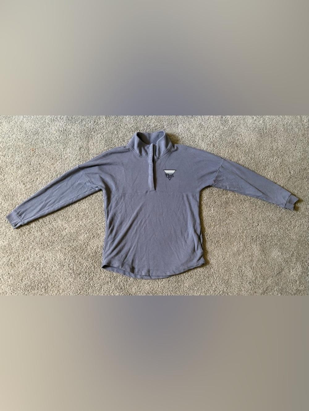 Victoria's Secret Pink Varsity Snap Button Tunic Sweatshirt Blue Womens Size M